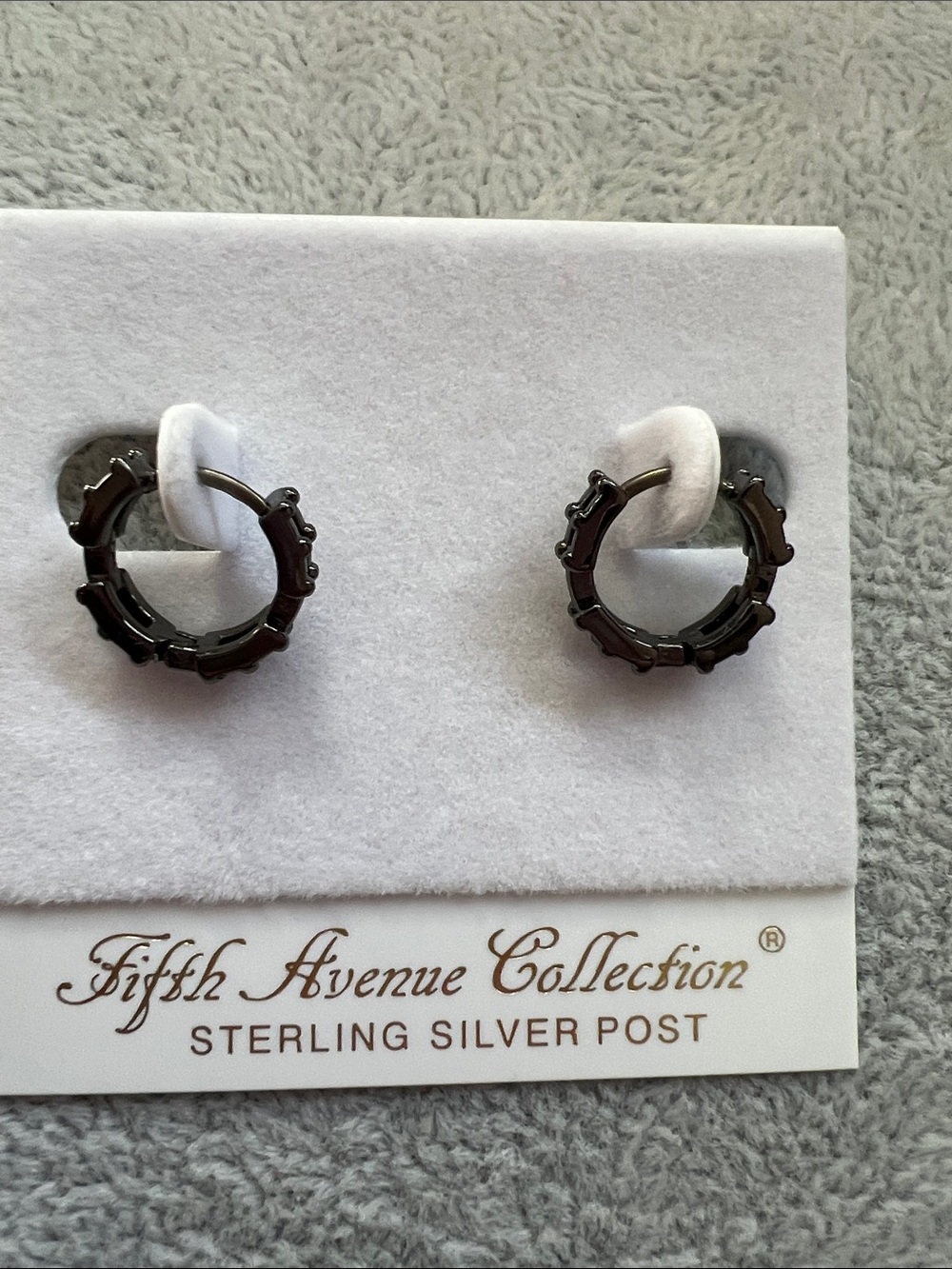 Fifth Avenue Collection Black Hoop Earrings - Sterling Silver Post